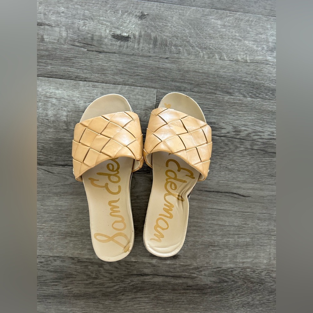 Sam Edelman Women Sandals Ainslie Braided Tan Platform Slide 8.5